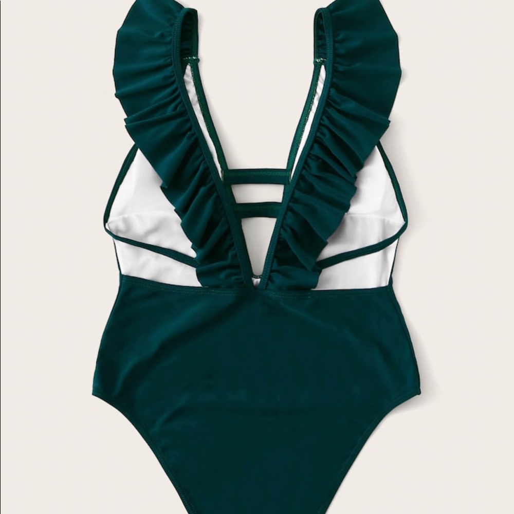 Ruffled V-Cut One Piece - Picture 3 of 9